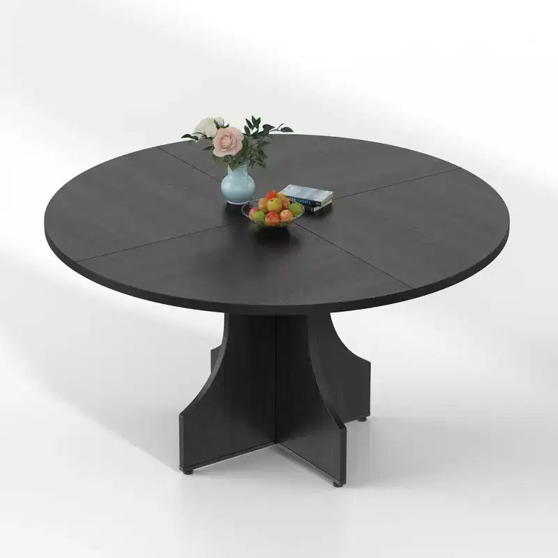 Tavolo da pranzo rotondo da 47 pollici per 4-6 persone, tavolo da cucina rustico in legno con base a piedistallo per appartamento e sala da pranzo piccola