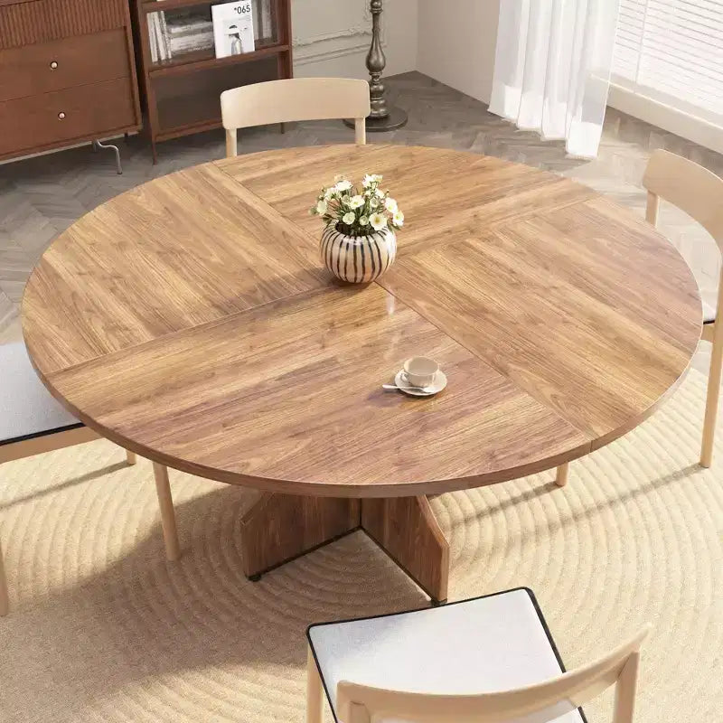 Tavolo da pranzo rotondo da 47 pollici per 4-6 persone, tavolo da cucina rustico in legno con base a piedistallo per appartamento e sala da pranzo piccola
