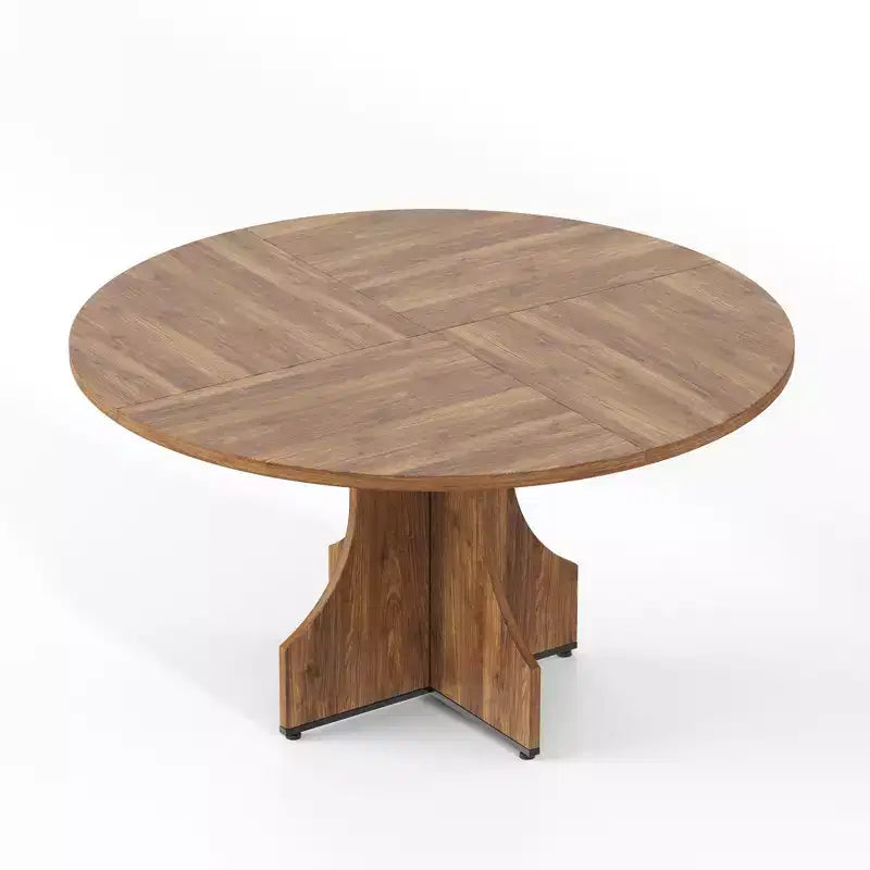 Tavolo da pranzo rotondo da 47 pollici per 4-6 persone, tavolo da cucina rustico in legno con base a piedistallo per appartamento e sala da pranzo piccola