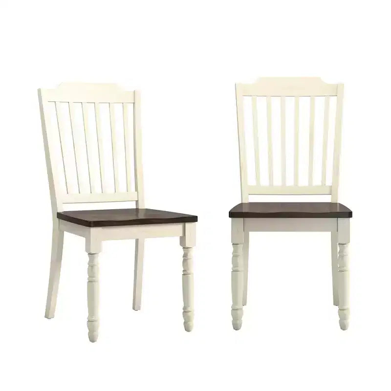 Sedie da pranzo con schienale a doghe antiche bicolore (set da 2)