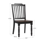Sedie da pranzo con schienale a doghe antiche bicolore (set da 2)