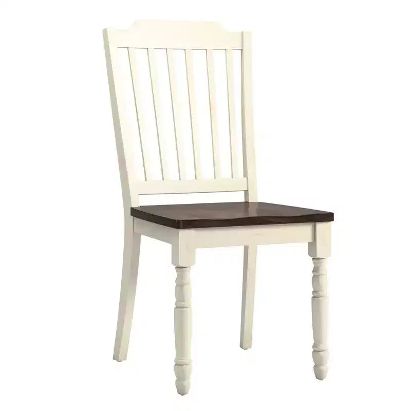 Sedie da pranzo con schienale a doghe antiche bicolore (set da 2)