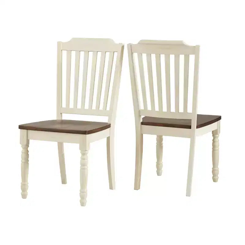 Sedie da pranzo con schienale a doghe antiche bicolore (set da 2)