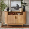 Madia Ovale 2 Cassetti con Scanalature Rovere Chiaro