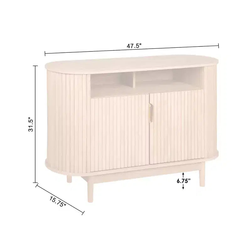Madia Ovale 2 Cassetti con Scanalature Rovere Chiaro