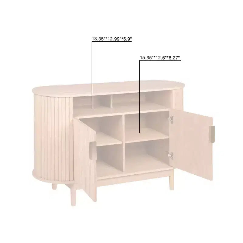 Madia Ovale 2 Cassetti con Scanalature Rovere Chiaro