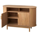Madia Ovale 2 Cassetti con Scanalature Rovere Chiaro