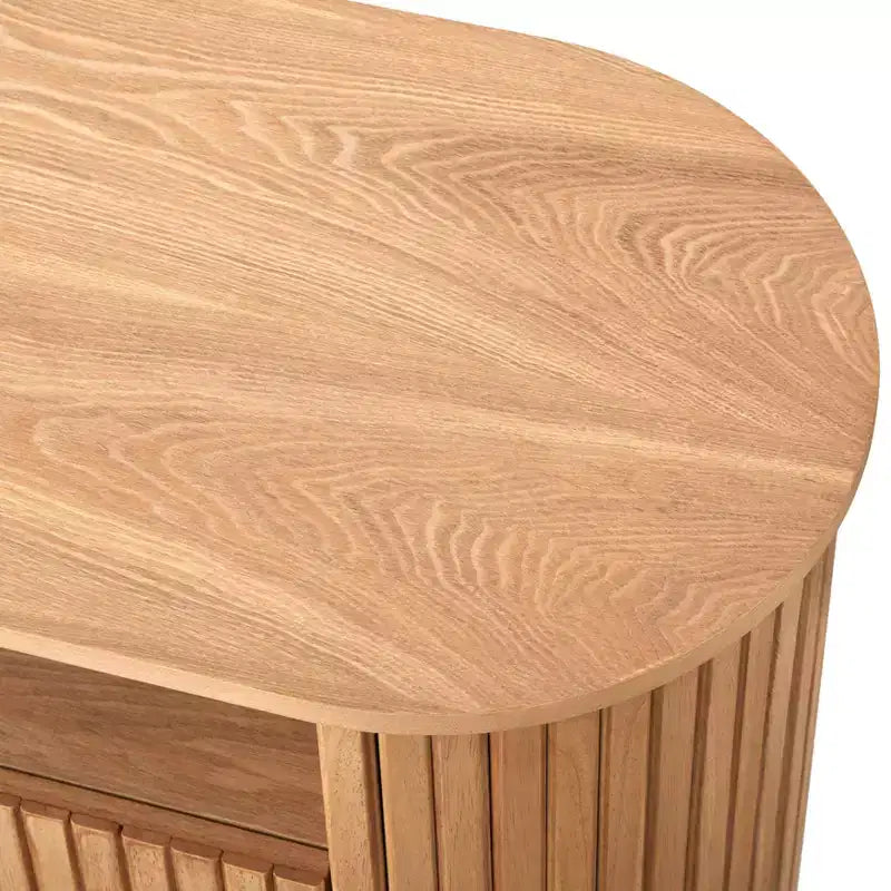Madia Ovale 2 Cassetti con Scanalature Rovere Chiaro