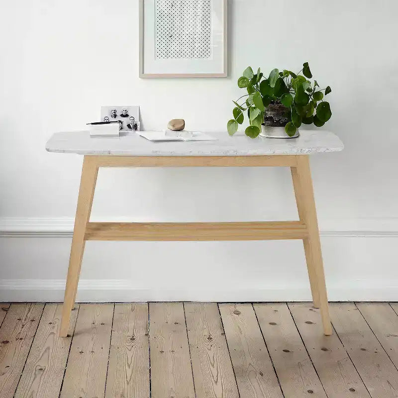 43 Rectangular Italian Carrara White Marble Console Table
