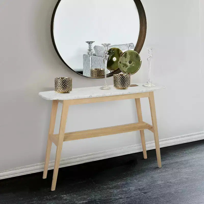 43 Rectangular Italian Carrara White Marble Console Table