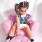 Divanetto per bambini, Divano imbottito per bambini con poggiapiedi, Divano Principessa con decorazione a diamante, Poltrona per bambini piccoli, ragazze, Rosa