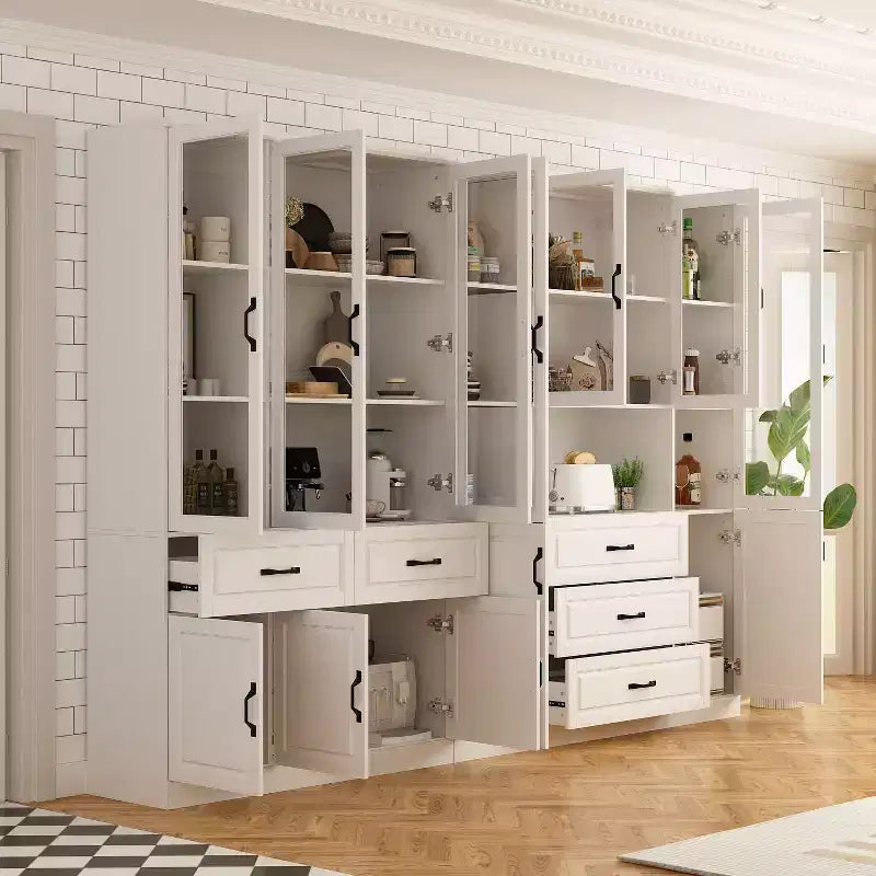 Large Combo Storage Cabinet Glass Doors Modular Cabinets