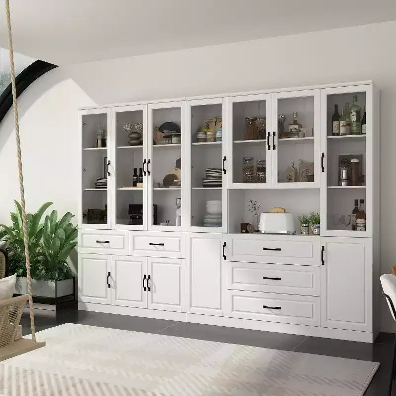 Large Combo Storage Cabinet Glass Doors Modular Cabinets