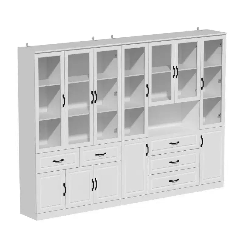 Large Combo Storage Cabinet Glass Doors Modular Cabinets