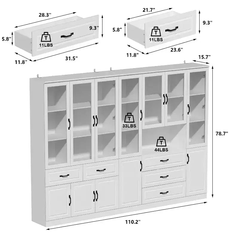 Armadio grande combinato con ante in vetro, armadi modulari