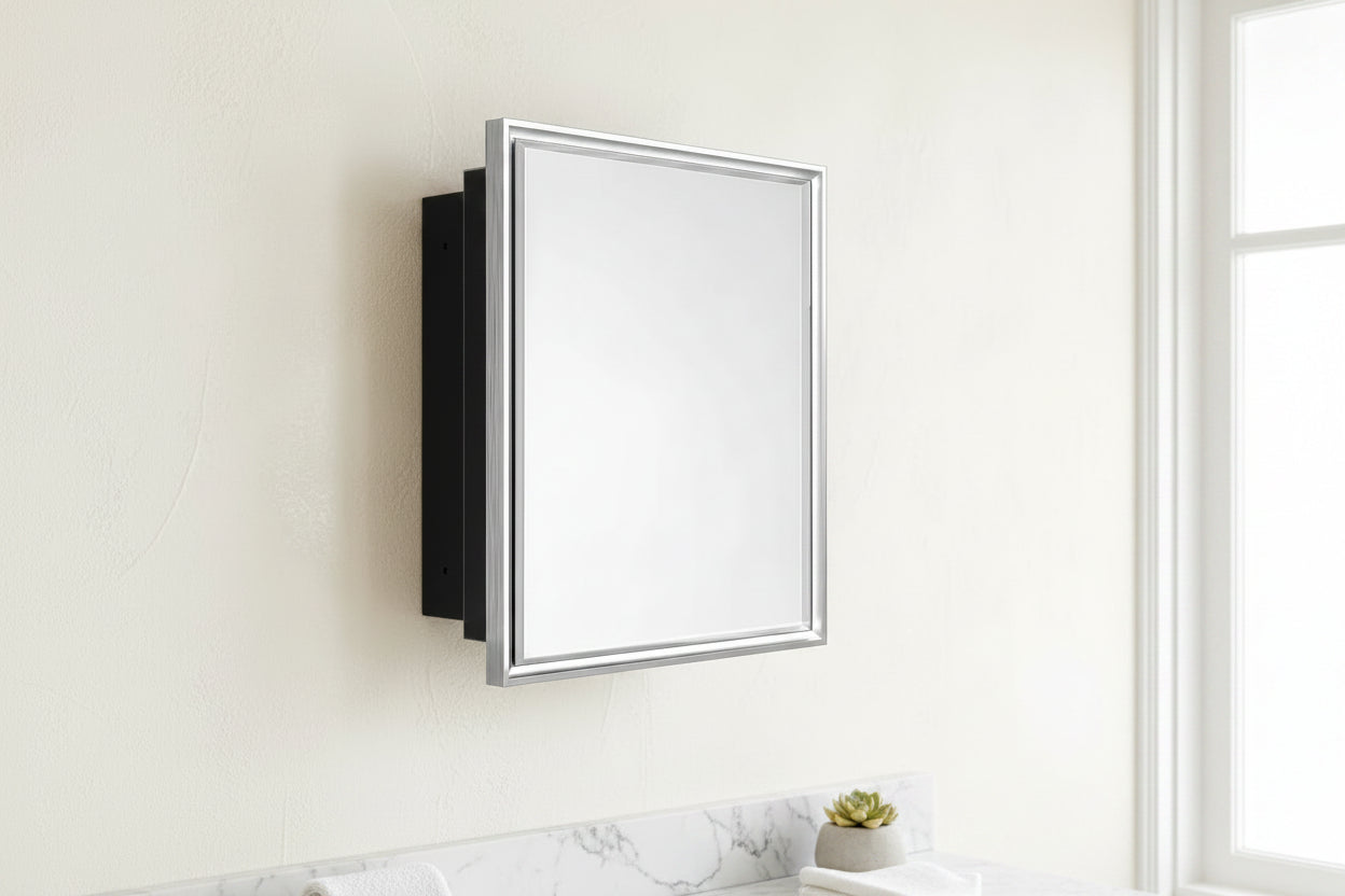 Keonjinn24 in. W x 36 in. H Metal Framed Rectangular Framed Recessed/Surface Mount Medicine Cabinet with Mirror