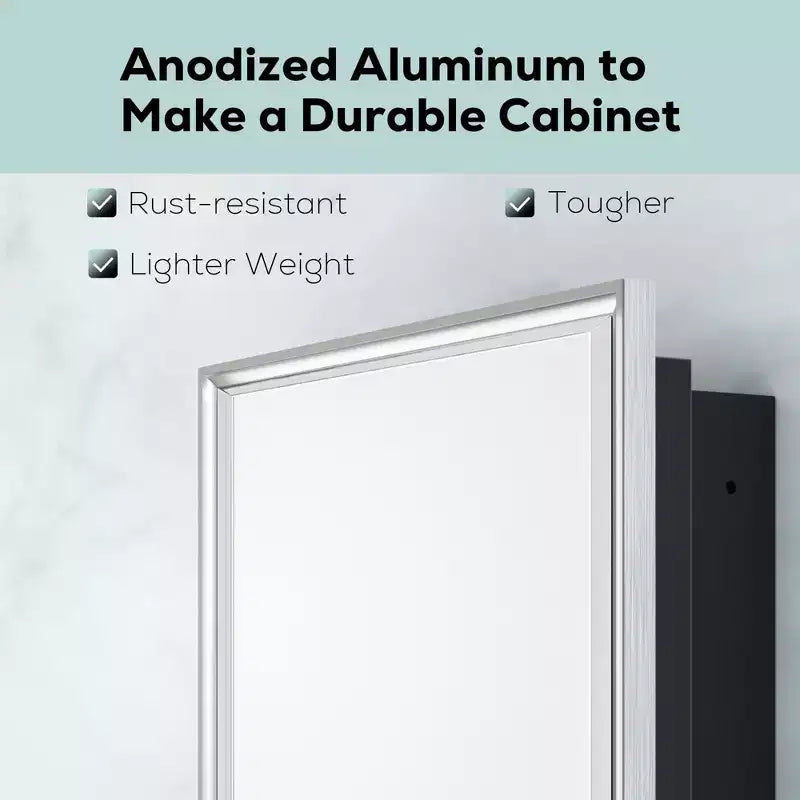 24 in. W x 36 in. H Metal Framed Rectangular Framed Recessed/Surface Mount Medicine Cabinet with Mirror