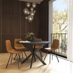 Sedia da pranzo moderna in pelle con gambe in metallo, seduta imbottita, design elegante per cucina, sala da pranzo, ufficio o salotto
