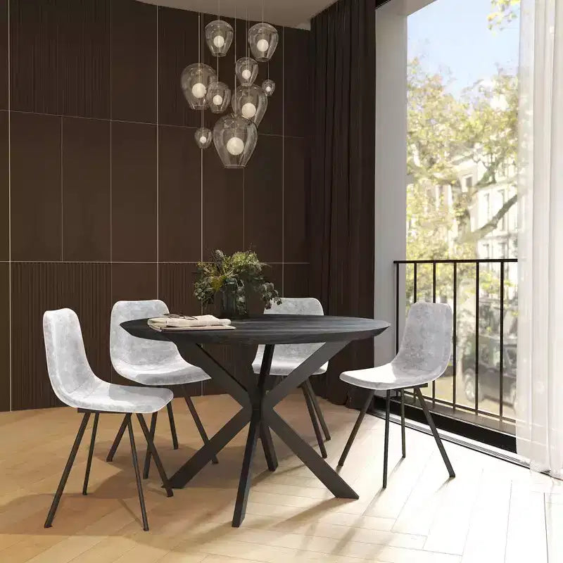 Sedia da pranzo moderna in pelle con gambe in metallo, seduta imbottita, design elegante per cucina, sala da pranzo, ufficio o salotto
