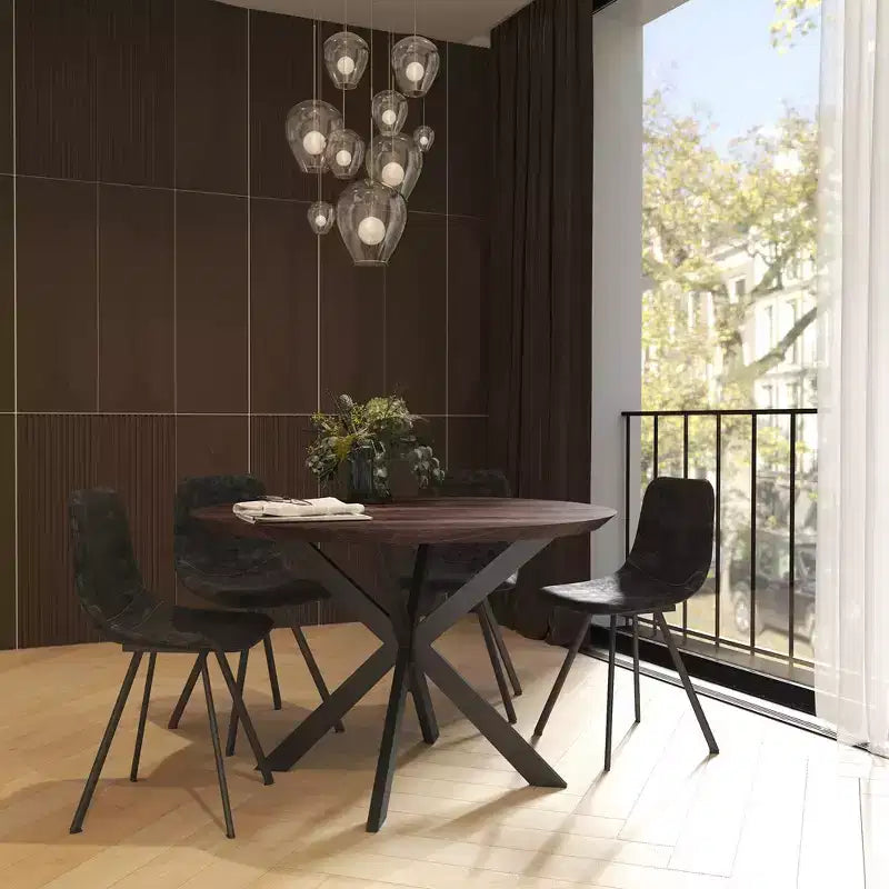 Sedia da pranzo moderna in pelle con gambe in metallo, seduta imbottita, design elegante per cucina, sala da pranzo, ufficio o salotto