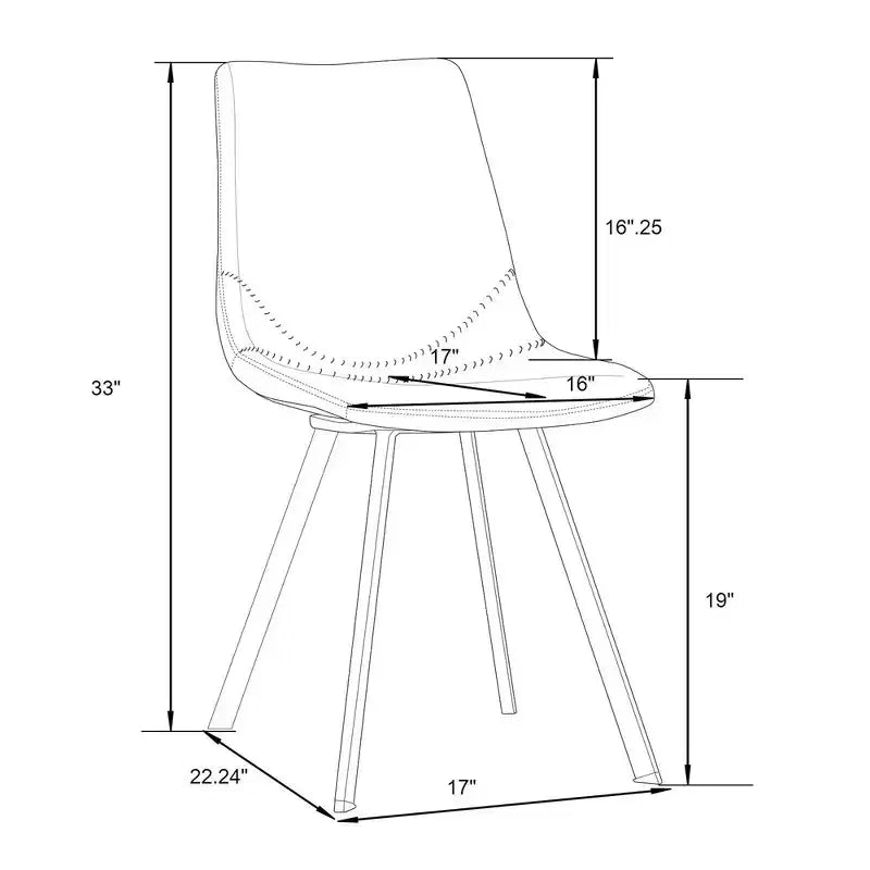 Sedia da pranzo moderna in pelle con gambe in metallo, seduta imbottita, design elegante per cucina, sala da pranzo, ufficio o salotto