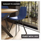 Sedia da pranzo moderna in pelle con gambe in metallo, seduta imbottita, design elegante per cucina, sala da pranzo, ufficio o salotto