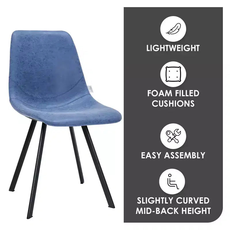 Sedia da pranzo moderna in pelle con gambe in metallo, seduta imbottita, design elegante per cucina, sala da pranzo, ufficio o salotto
