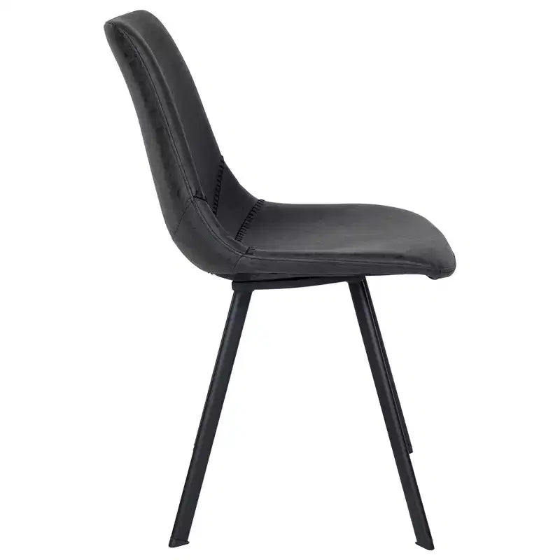 Sedia da pranzo moderna in pelle con gambe in metallo, seduta imbottita, design elegante per cucina, sala da pranzo, ufficio o salotto