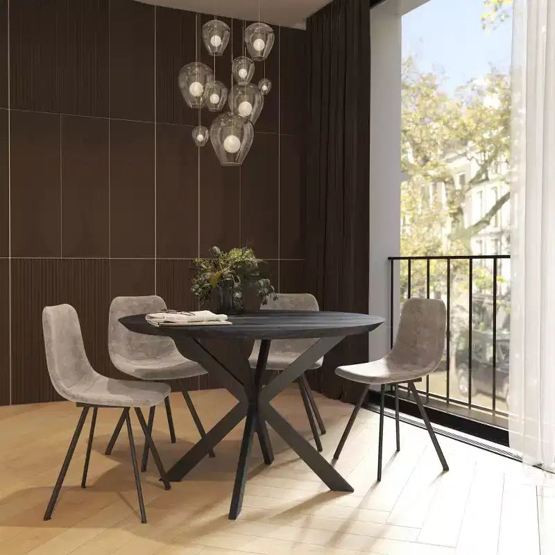 Sedia da pranzo moderna in pelle con gambe in metallo, seduta imbottita, design elegante per cucina, sala da pranzo, ufficio o salotto