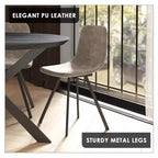 Sedia da pranzo moderna in pelle con gambe in metallo, seduta imbottita, design elegante per cucina, sala da pranzo, ufficio o salotto