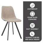Sedia da pranzo moderna in pelle con gambe in metallo, seduta imbottita, design elegante per cucina, sala da pranzo, ufficio o salotto