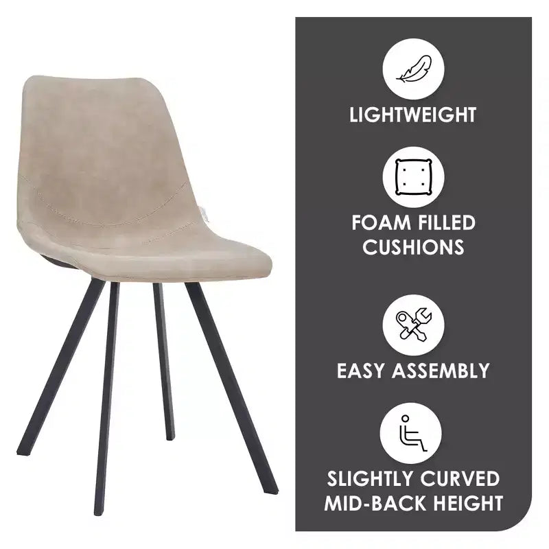 Sedia da pranzo moderna in pelle con gambe in metallo, seduta imbottita, design elegante per cucina, sala da pranzo, ufficio o salotto
