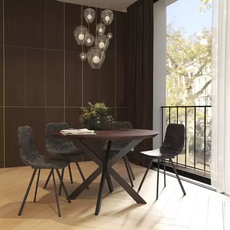 Sedia da pranzo moderna in pelle con gambe in metallo, seduta imbottita, design elegante per cucina, sala da pranzo, ufficio o salotto