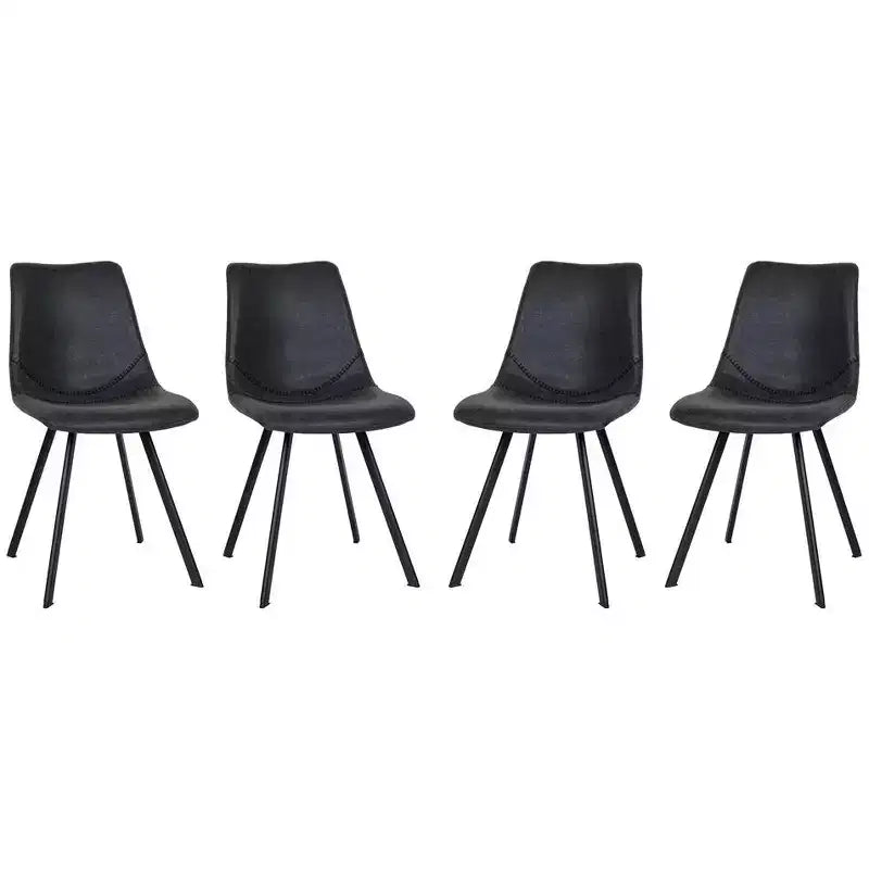 LeisureMod Markley Modern Leather Dining Chair Set of 4 with Metal Legs, Upholstered Seat, Sleek Design for Kitchen, Dining Room, Office, or Lounge