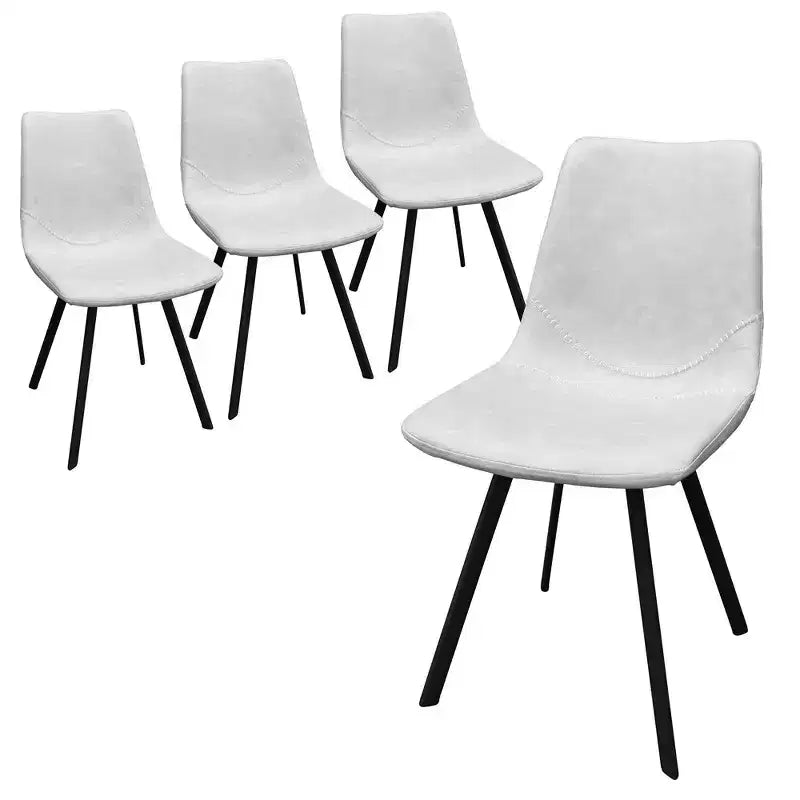 Sedia da pranzo moderna in pelle con gambe in metallo, seduta imbottita, design elegante per cucina, sala da pranzo, ufficio o salotto